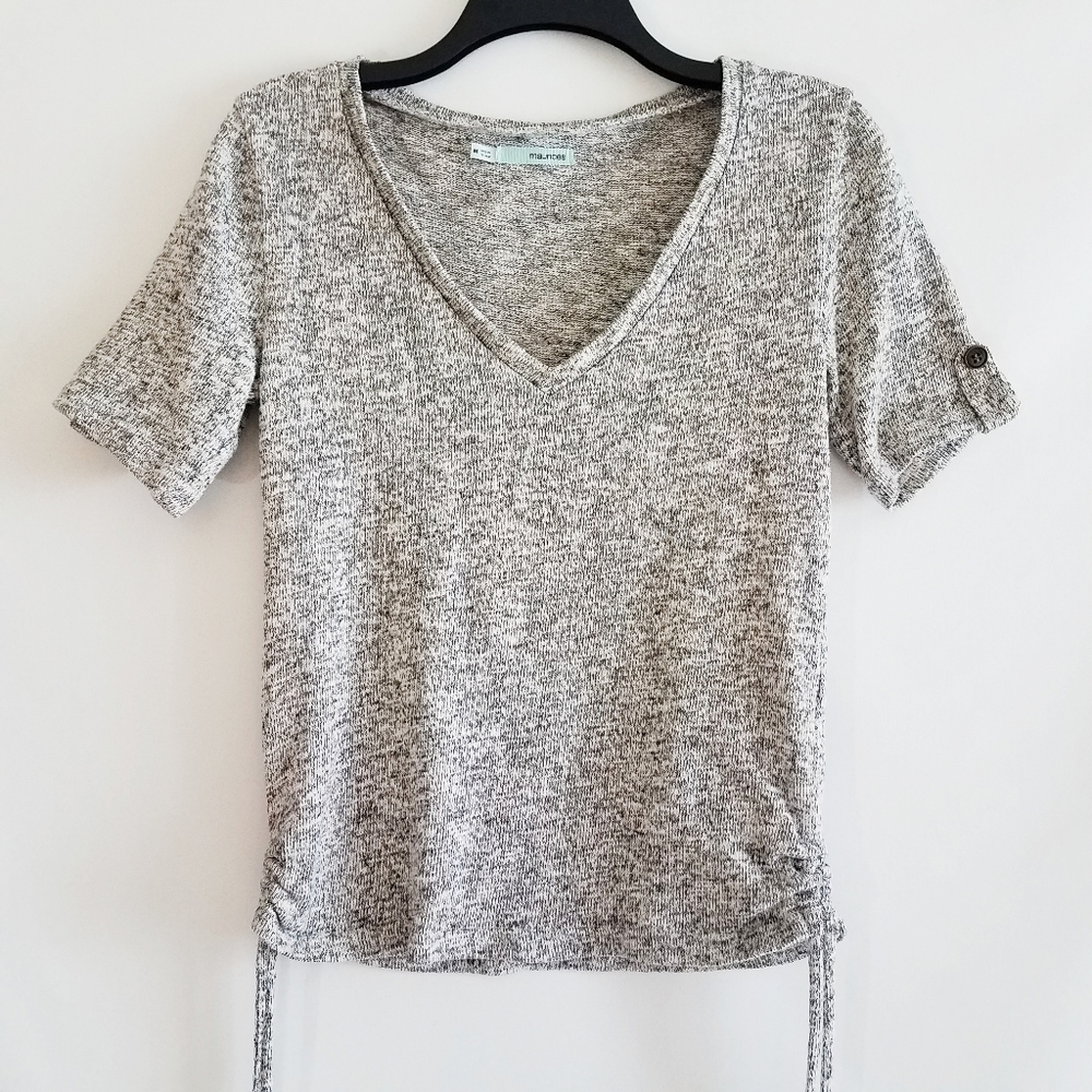 🌺Maurices Short Sleeve V-neck Gray Metallic Top